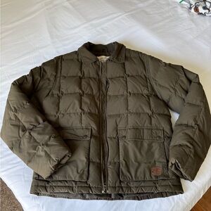 Eddie Bauer Olive Green Quilted Down Feather Puffer jacket